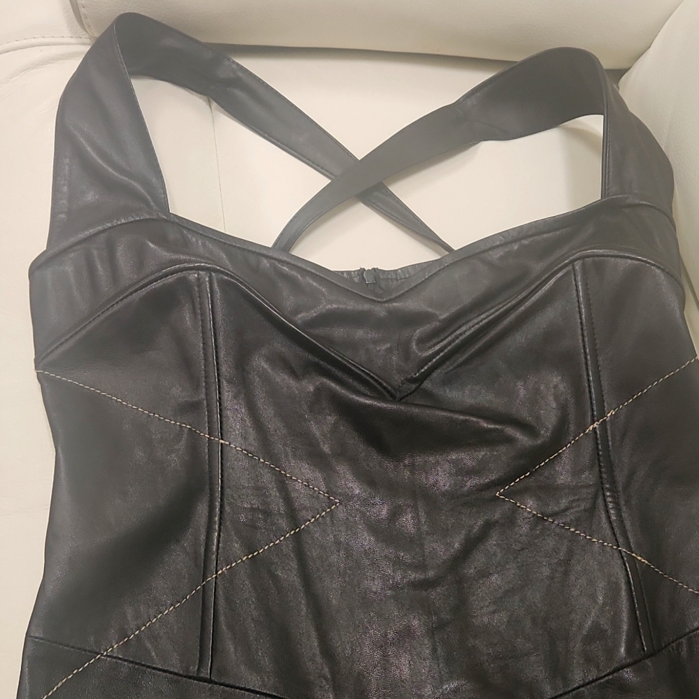 Women's black leather crisscross back size L compare  to Bergdorf 3950$.